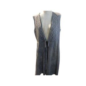 Vocal Size M Medium Lace Faux Leather Tie Front Western Style Vest Top